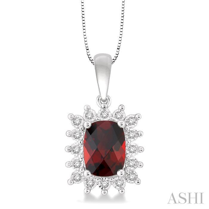GEMSTONE & HALO DIAMOND PENDANT