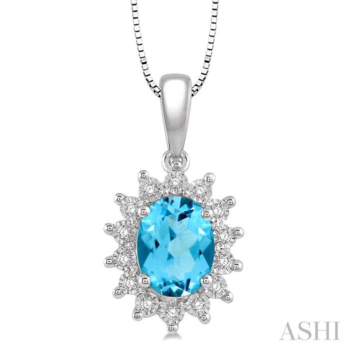 OVAL SHAPE GEMSTONE & HALO DIAMOND PENDANT