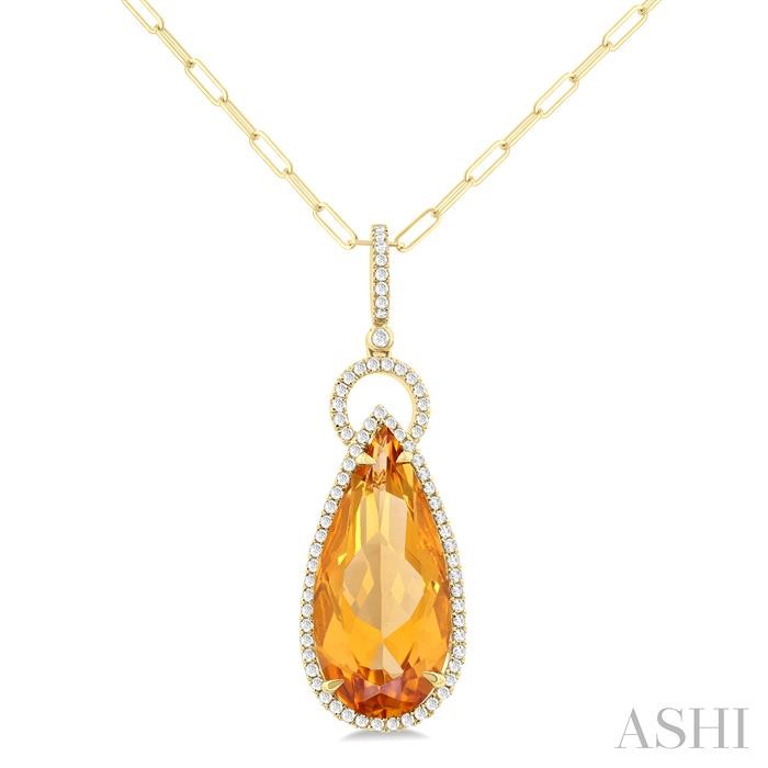 Pear Shape Gemstone & Halo Diamond Pendant