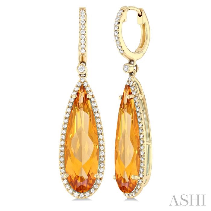 Pear Shape Gemstone & Halo Diamond Earrings