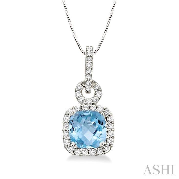 GEMSTONE & HALO DIAMOND PENDANT