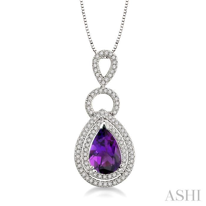 PEAR SHAPE GEMSTONE & HALO DIAMOND PENDANT