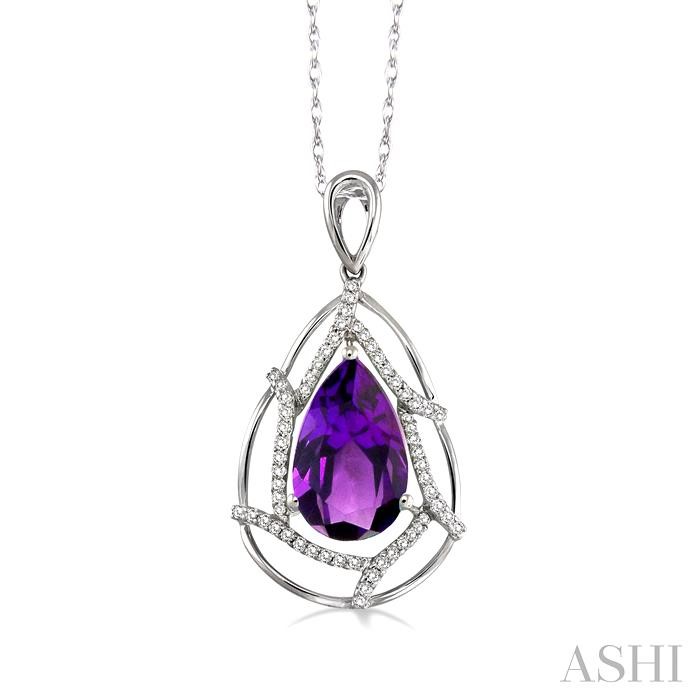 PEAR SHAPE GEMSTONE & DIAMOND PENDANT