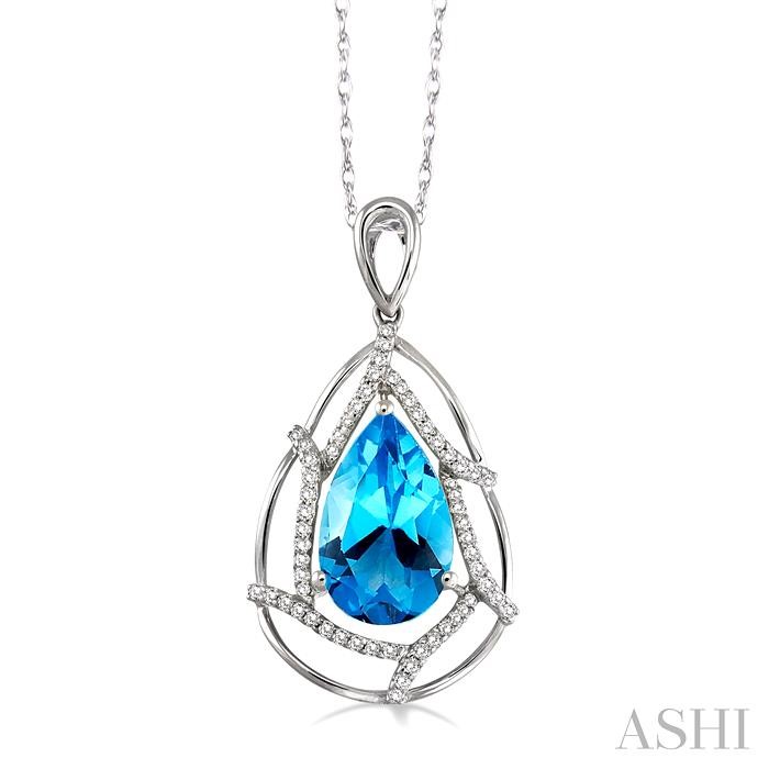 PEAR SHAPE GEMSTONE & DIAMOND PENDANT