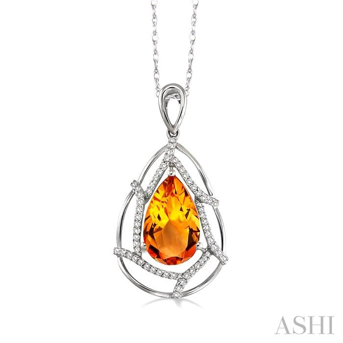 PEAR SHAPE GEMSTONE & DIAMOND PENDANT