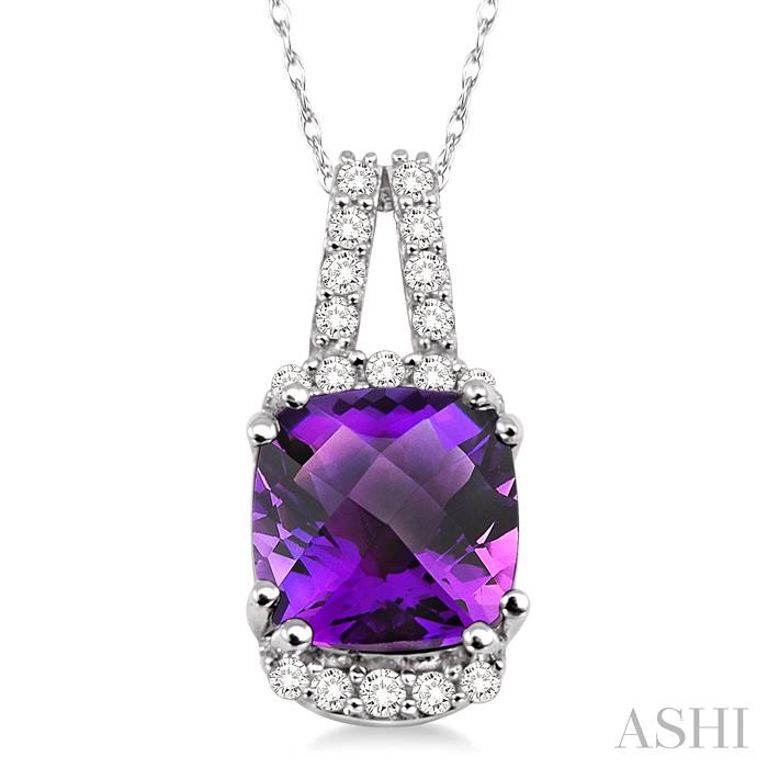 CUSHION SHAPE GEMSTONE & DIAMOND PENDANT