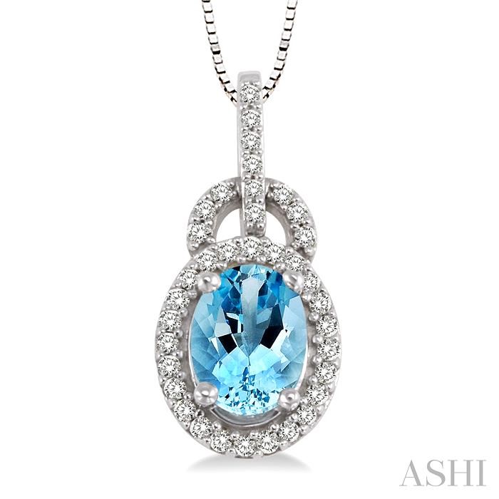 OVAL SHAPE GEMSTONE & HALO DIAMOND PENDANT