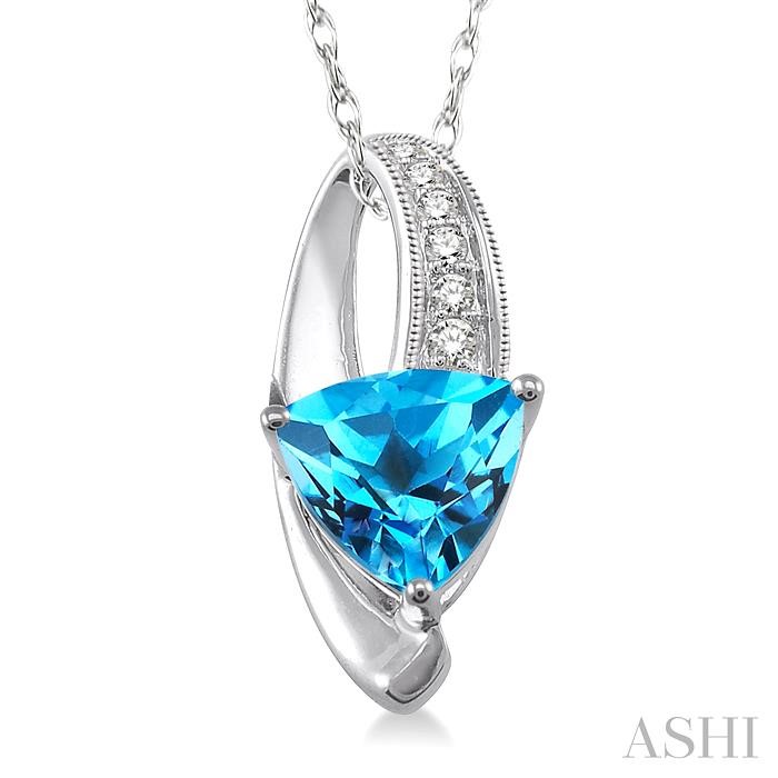 TRILLION SHAPE GEMSTONE & DIAMOND PENDANT