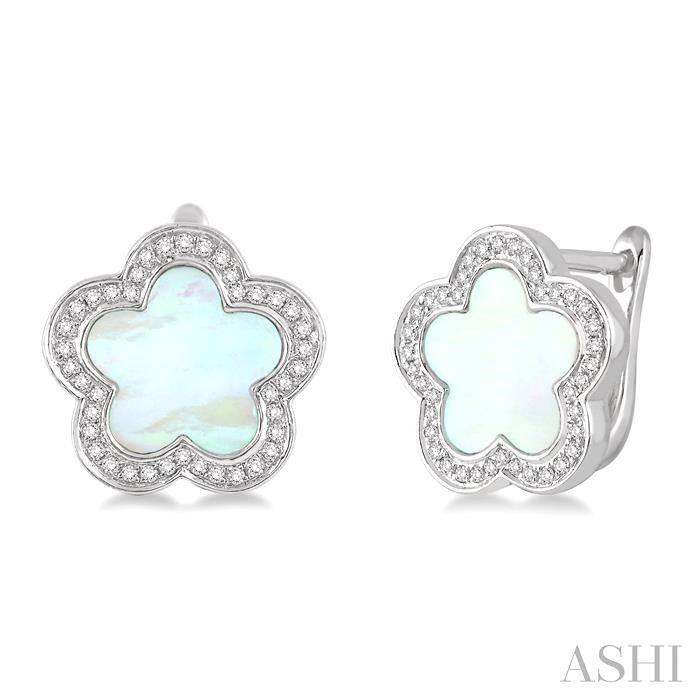 FLOWER MOTHER OF PEARL & HALO DIAMOND EARRINGS