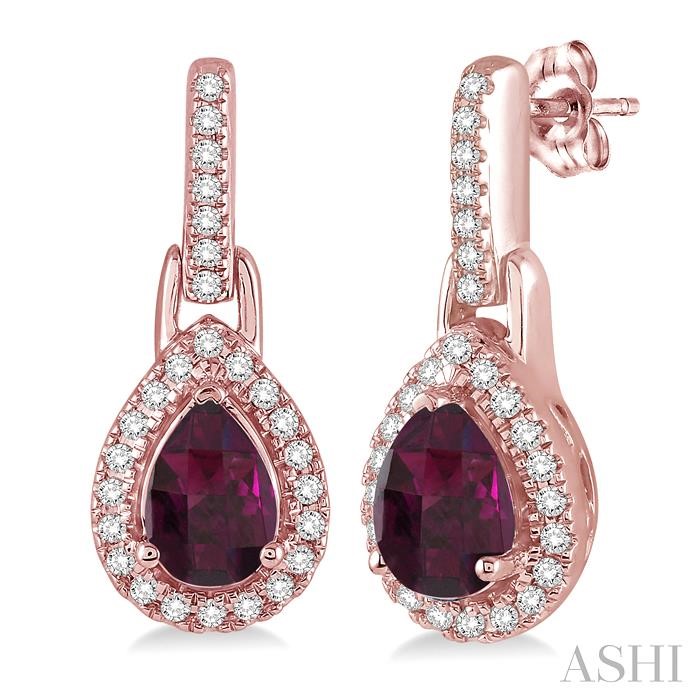 PEAR SHAPE GEMSTONE & HALO DIAMOND EARRINGS