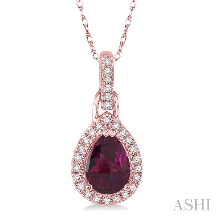 PEAR SHAPE GEMSTONE & HALO DIAMOND PENDANT