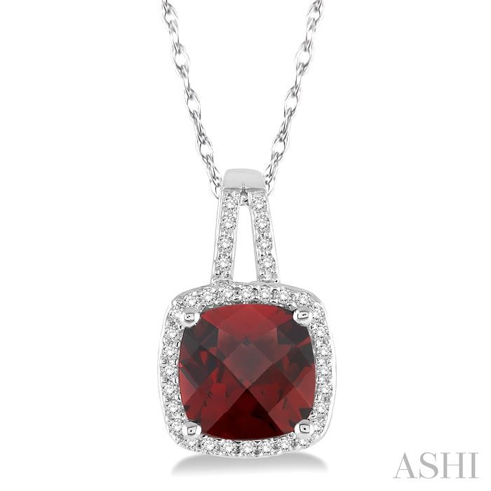 GEMSTONE & HALO DIAMOND PENDANT