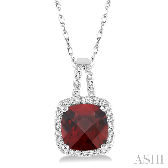 CUSHION SHAPE GEMSTONE & HALO DIAMOND PENDANT