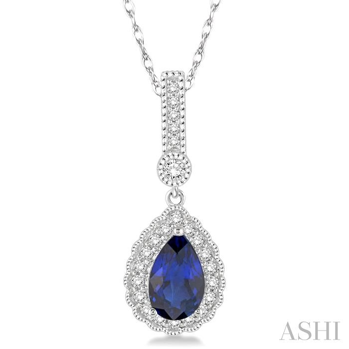 PEAR SHAPE GEMSTONE & HALO DIAMOND PENDANT