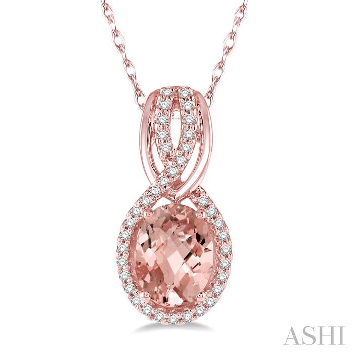 OVAL SHAPE GEMSTONE & HALO DIAMOND PENDANT