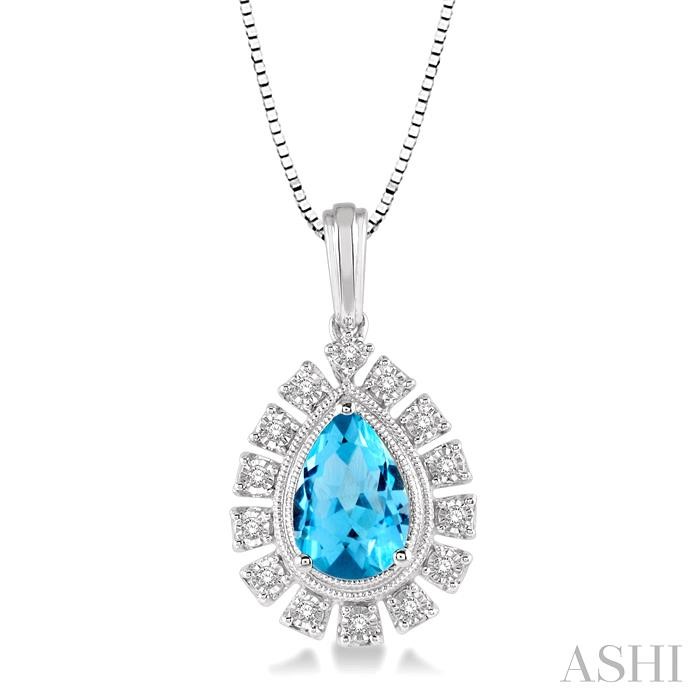 PEAR SHAPE GEMSTONE & DIAMOND PENDANT