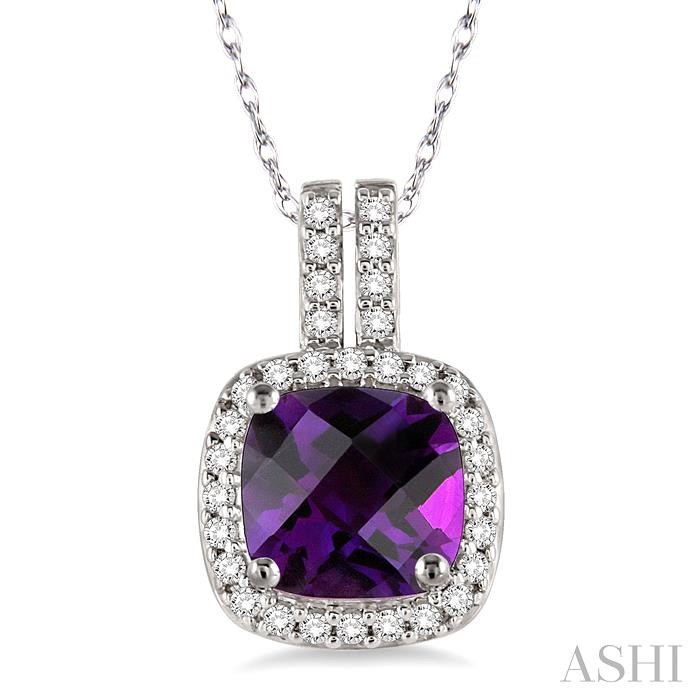 GEMSTONE & HALO DIAMOND PENDANT