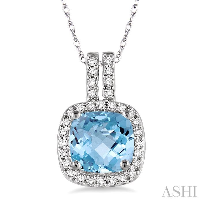 CUSHION SHAPE GEMSTONE & HALO DIAMOND PENDANT