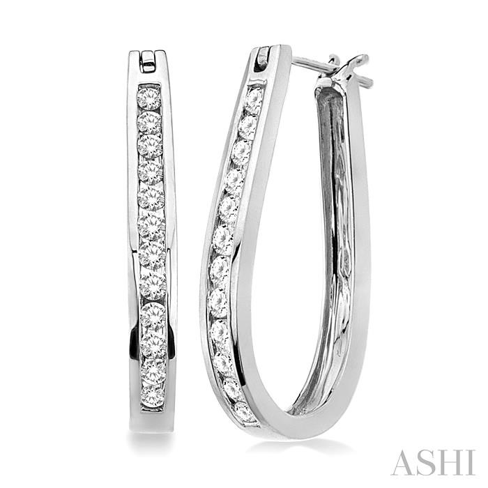 CHANNEL SET DIAMOND HOOP EARRINGS