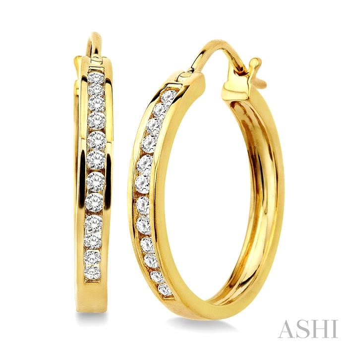 CHANNEL SET DIAMOND HOOP EARRINGS