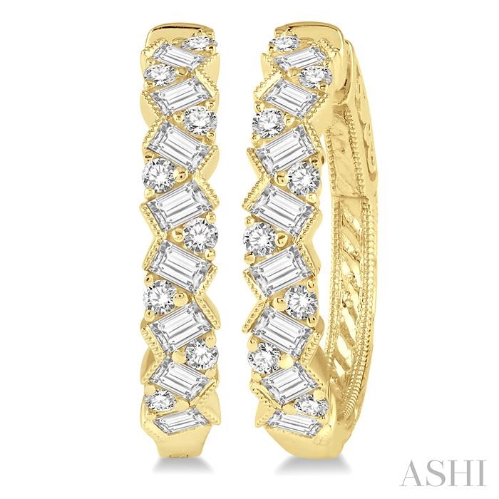 SCATTER ZIG-ZAG BAGUETTE DIAMOND FASHION HOOP EARRINGS