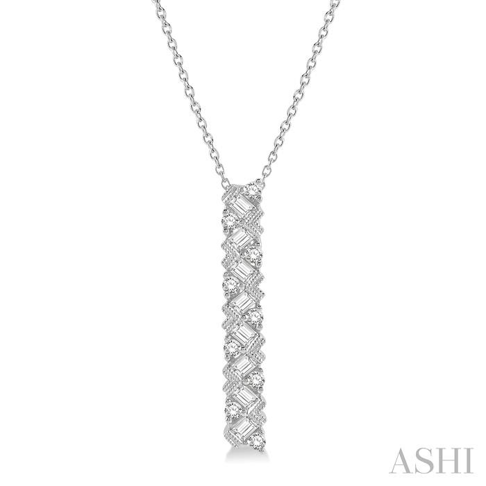 SCATTER ZIG-ZAG VERTICAL BAR BAGUETTE DIAMOND FASHION PENDANT