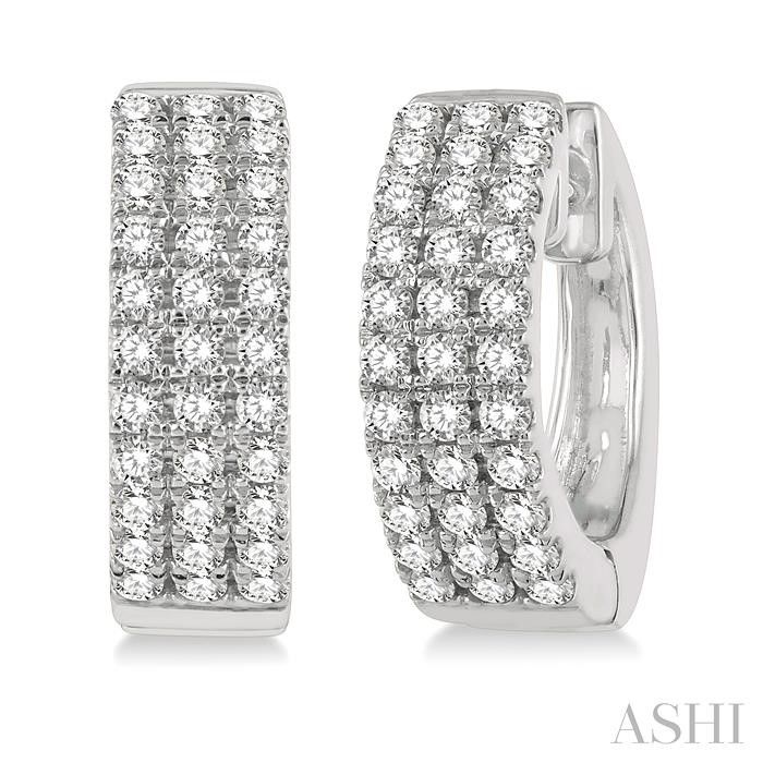 Three Row Petite Diamond Huggie Fashion Earrings