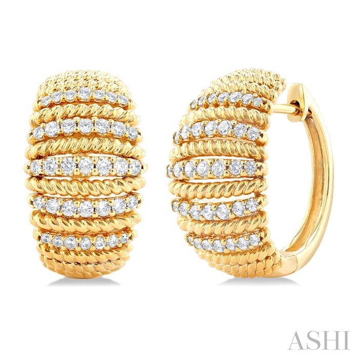 Dome Diamond Fashion Hoop Earrings