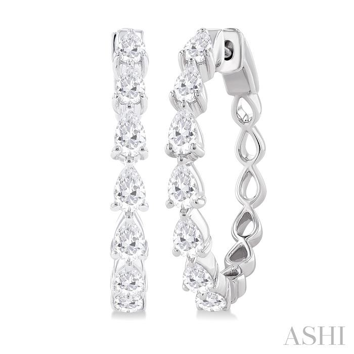 PEAR SHAPE EAST-WEST DIAMOND FASHION HOOP EARRINGS