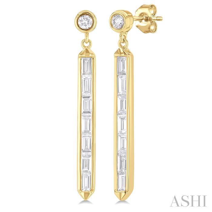 Vertical Bar Baguette Diamond Fashion Long Earrings