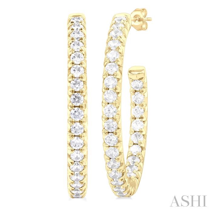 PAVE SET INSIDE-OUT DIAMOND HALF HOOP EARRINGS