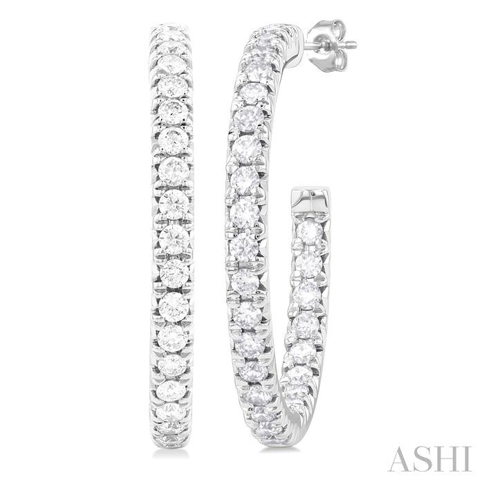 PAVE SET INSIDE-OUT DIAMOND HALF HOOP EARRINGS