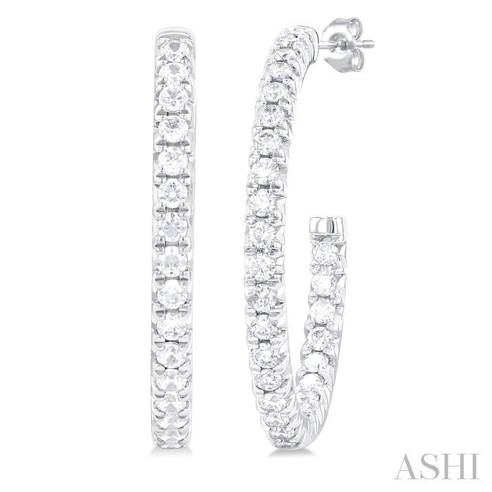 PAVE SET INSIDE-OUT DIAMOND HALF HOOP EARRINGS