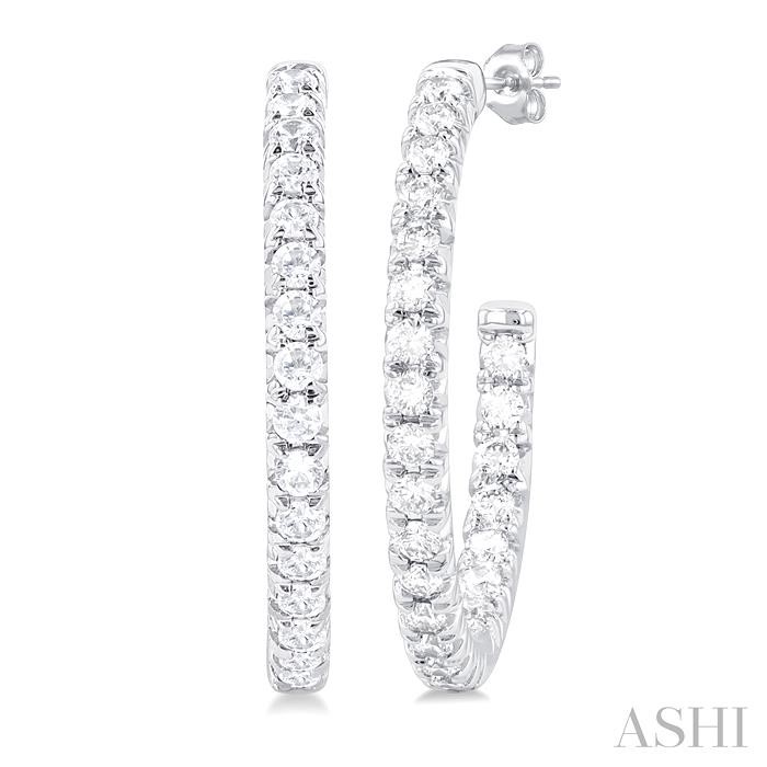 PAVE SET INSIDE-OUT DIAMOND HALF HOOP EARRINGS