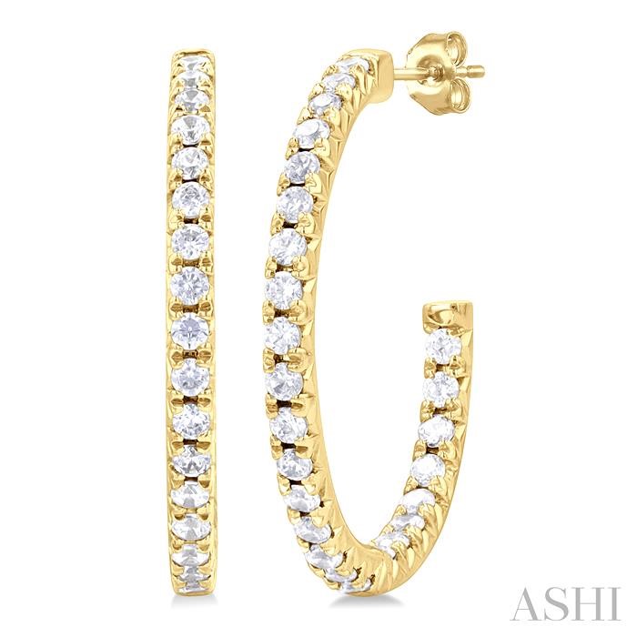 PAVE SET INSIDE-OUT DIAMOND HALF HOOP EARRINGS