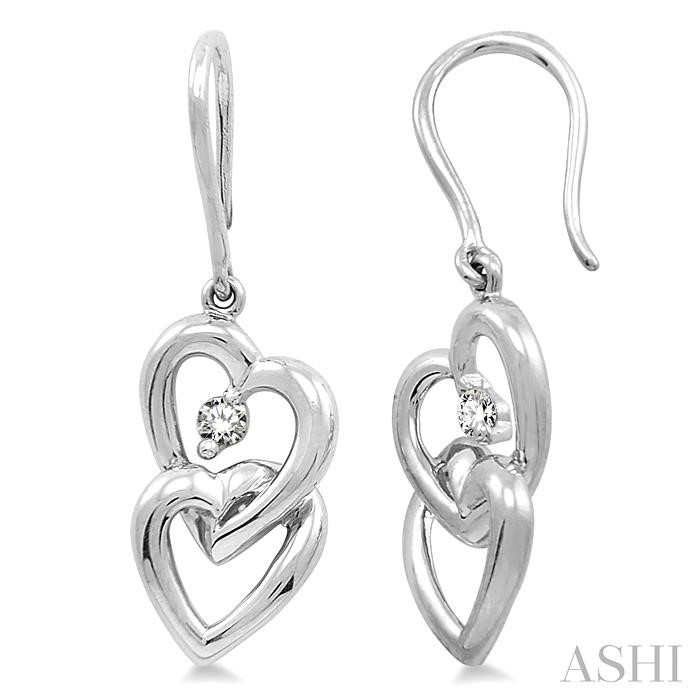 TWIN HEART SHAPE DIAMOND FASHION EARRINGS