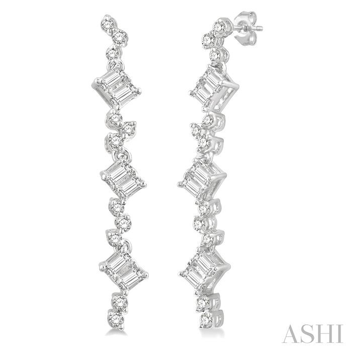 SCATTER BAGUETTE DIAMOND FASHION EARRINGS