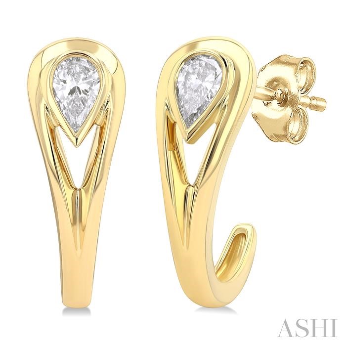 Pear Shape Diamond Half Hoop Fashion Earrings