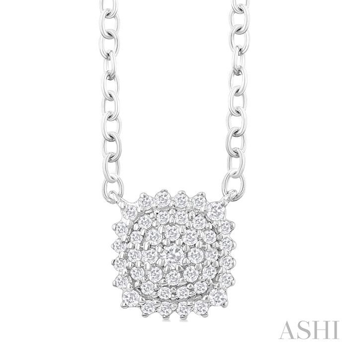 Cushion Shape Petite Cluster Diamond Fashion Pendant