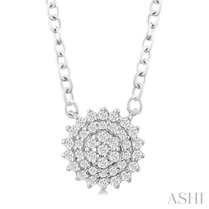 Round Shape Petite Cluster Diamond Fashion Pendant