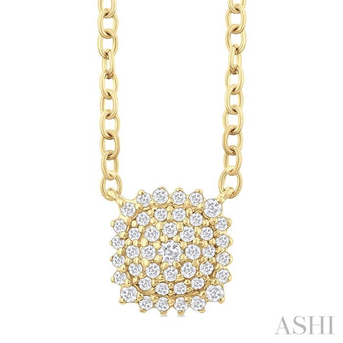 Cushion Shape Petite Cluster Diamond Fashion Pendant