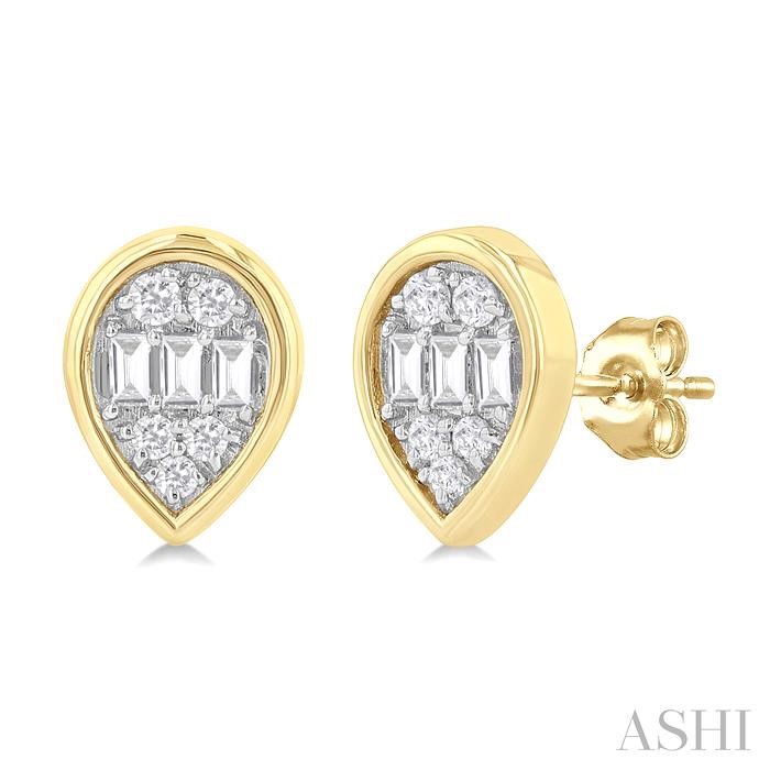 Pear Shape Bezel Set Petite Fusion Diamond  Fashion Earrings
