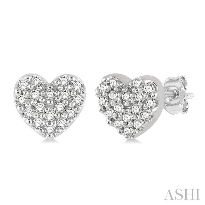 HEART SHAPE PETITE DIAMOND FASHION EARRINGS