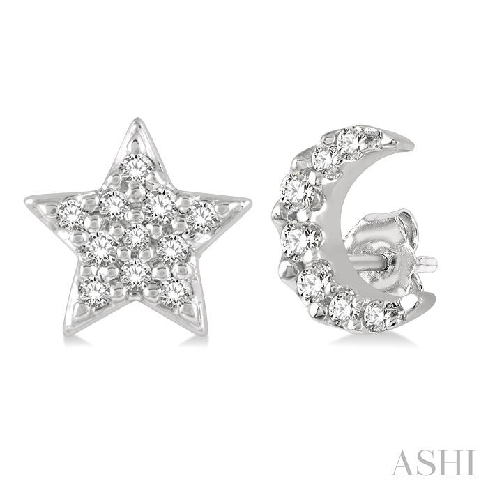 STAR & MOON PETITE DIAMOND FASHION EARRINGS