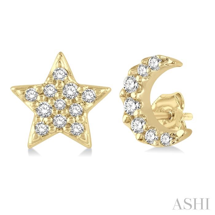 STAR & MOON PETITE DIAMOND FASHION EARRINGS