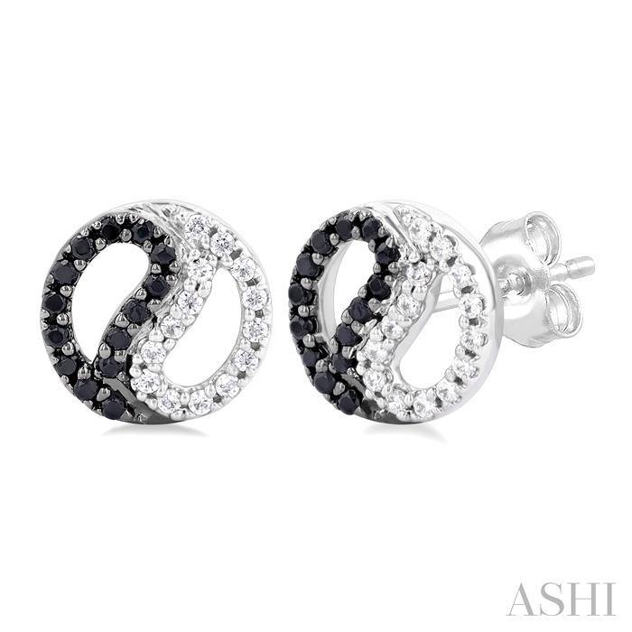 YIN YANG PETITE BLACK DIAMOND FASHION EARRINGS