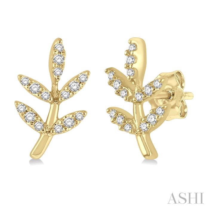 LEAF PETITE DIAMOND FASHION EARRINGS