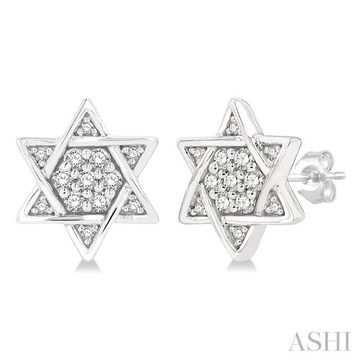 STAR OF DAVID PETITE DIAMOND FASHION EARRINGS