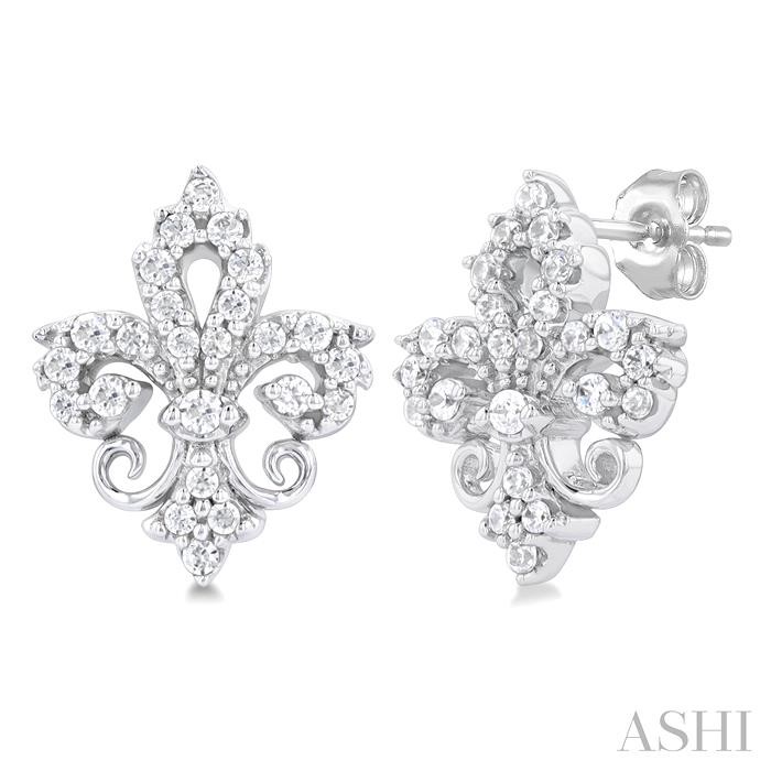 FLEUR DE LIS PETITE DIAMOND FASHION EARRINGS