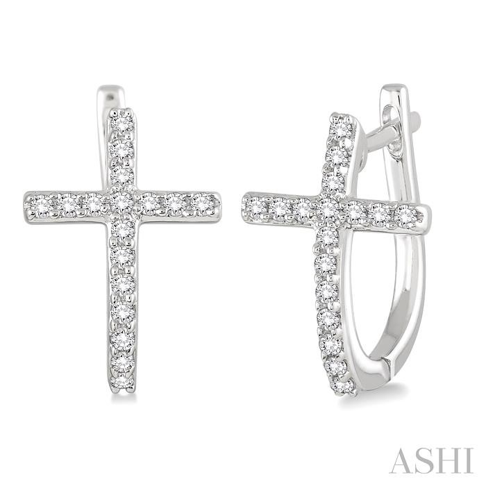 Cross Diamond Huggie Fashion Earrings